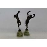 Pair of deco-style dancing girl figures