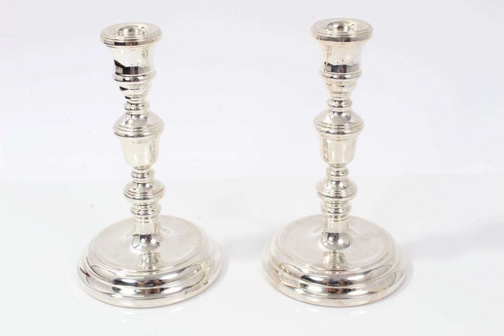 Pair contemporary silver candlesticks