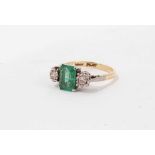 18ct gold emerald and diamond ring