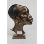 Good quality mid century Hagenauer style bronze bust of a woman