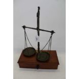 Pair of Victorian brass jewellers scales by Degrave & Co, London together with a group of various an