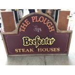 Two Large 20th century Beefeater Steak Houses pub signs for the Plough and The Cricketers (2)