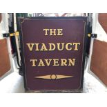 Three Large 20th century pub signs for the Viaduct Tavern, Whitbreads Pub Continental and a Bars and