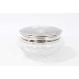 1940s Cut glass vanity jar with engine turned silver top in the Art Deco style (Birmingham 1949)