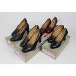 Ladies vintage British shoes mainly leather court shoes. Makers Nil-Sim-il-e, Holmes and Bally. Mixe