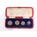 G.B. - Silver four coin Maundy set George V 1916, 4d - 1d in case of issue (N.B. the Threepence is n