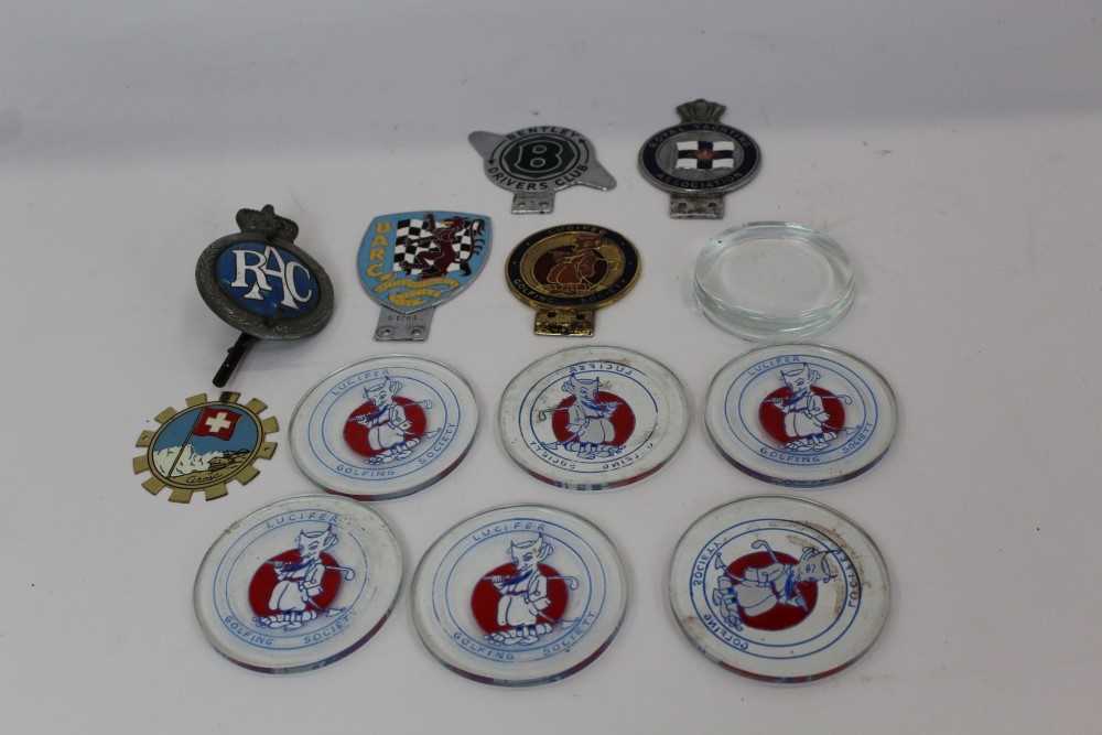 Group of five Vintage car grill badges to include British Automobile Racing Club (B.A.R.C.), Bentley