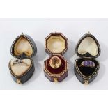 Three 18ct gold gem set rings