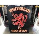 Large 20th century hand painted Whitbreads pub sign- 'The Red Lion'