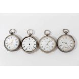 Victorian silver open faced pocket watch (Chester 1900) together with three other Swiss silver cased