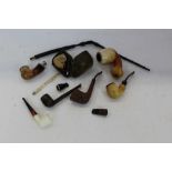 Selection of pipes, including Meerschaum