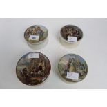 Four Prattware pot lids including The Trooper