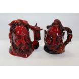 Two Royal Doulton Flambe character jugs - Confucius D7003 and Alladin's Genie D6971