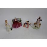 Four Royal Doulton figures - Charlotte HN3812, Sweet & Twenty HN1298, Sarah HN3857 and The Bedtime S