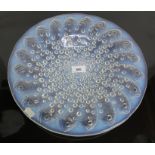 Rene Lalique, a Roscoff glass charger/bowl, model 10-383, designed circa 1932, blue opalescent with