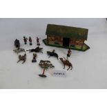 Wooden Noah's Ark, Britains lead animals, soldiers, and garden models, wooden farm etc (qty)