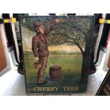 Large 20th century hand painted pub sign depicting a fruit locker- 'Cherry Tree'