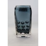 Whitefriars Indigo mobile phone vase, designed by Geoffrey Baxter, 16.5cm high