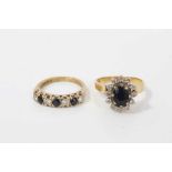 Two 18ct gold diamond and sapphire rings