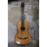 19th century Parlour guitar, with spruce top, maple body, cone shaped heel and brass frets