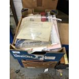 Box of stamps, maps and ephemera