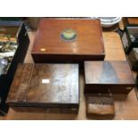 Victorian walnut writing slope, sewing box, printing box and one other (4)