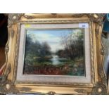 Peter Snell - oil open canvas in gilt frame - river landscape