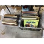 Three boxes of LP records including Fleetwood Mac, Shirley Bassey and the Junglebook