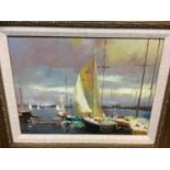 A Norley (contemporary) oil on canvas, pair of marine scenes , 30 x 40cm, framed