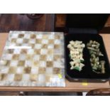 Onyx chess set and board within Harrods box