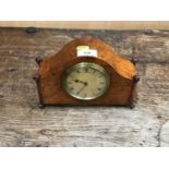 Good quality 1930s burr walnut mantle clock retailed by Mappin & Webb ltd.