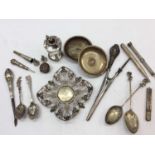 Group silver and white metal items