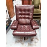 Good quality buttoned leather swivel chair