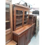 Victorian walnut two height bookcase