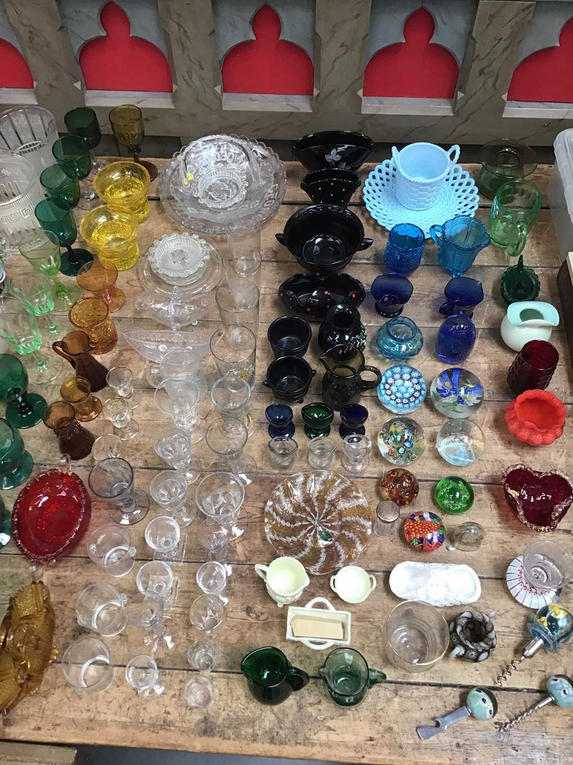 Large collection of Victorian and later coloured and clear glassware, paperweights, commemorative an - Image 4 of 5