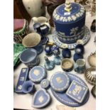 Group Wedgwood Jasper ware including large cheese dome
