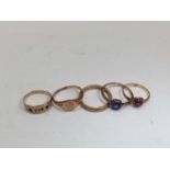 Five rose gold rings