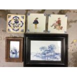 Selection of tiles including delft and others