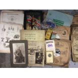 Group ephemera including 1960s Zeta magazines, old framed photographs, cigarette cards, books and ol