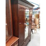 Early 20th century mahogany wardrobe with mirrored door