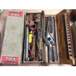 Tap and dye set in wooden case and other tools
