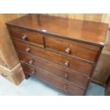 George IV mahogany chest of five drawers on splayed bracket feet