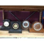 Two slate mantel clocks and two Smiths Enfield clocks