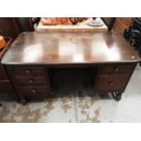 Ercol style desk with five drawers