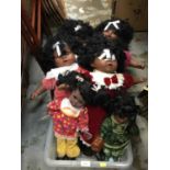 Collection black dolls including one porcelain