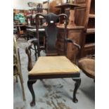 Georgian style splat back armchair on cabriole legs