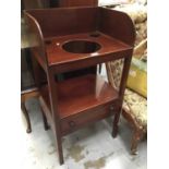 19th century mahogany washstand with undertier and drawer