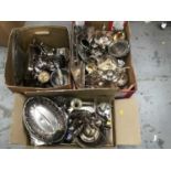 Silver plated teasets and a quantity of silver plated wares