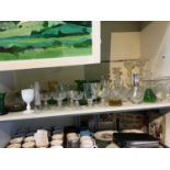 Quantity of glassware, cabbage ware dishes and other majolica
