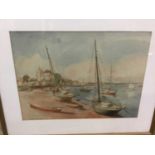 William A Wildman (1882-1950) watercolour - Maldon estuary scene, signed, R.S.W label verso, glazed